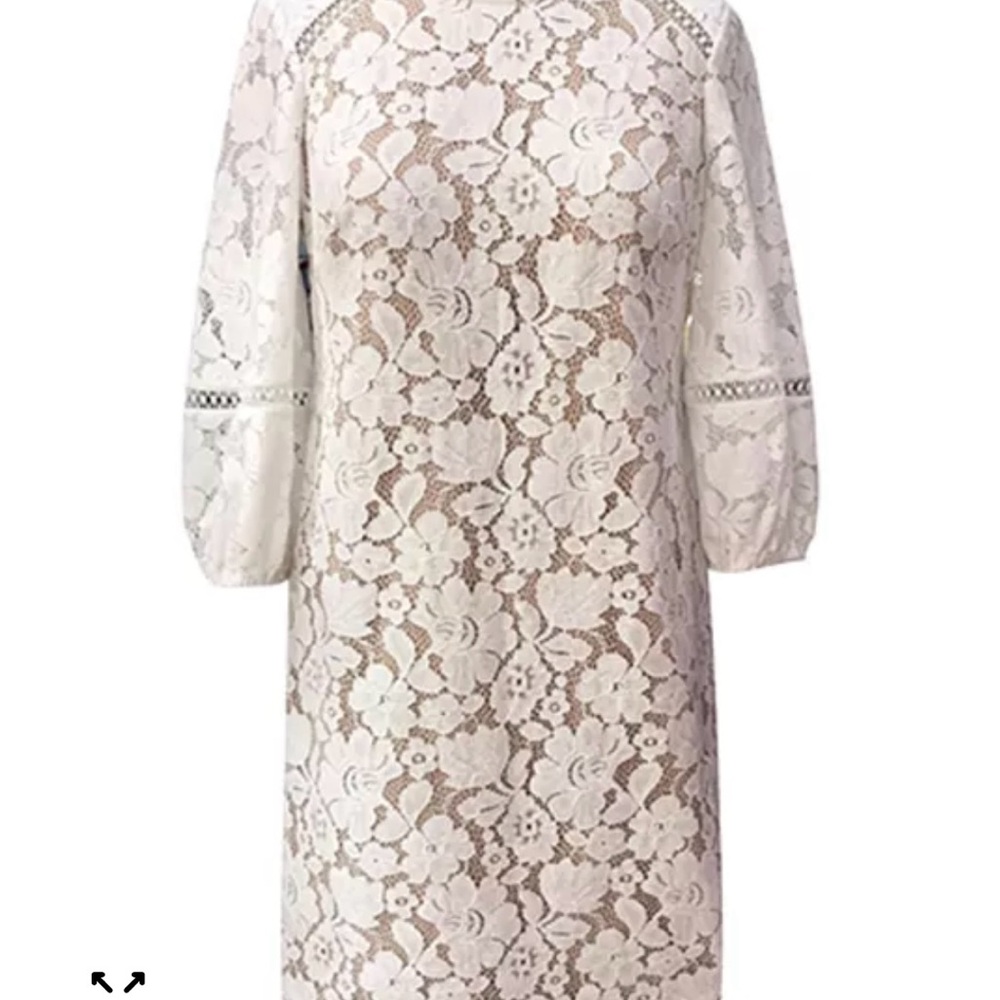 Vince Camuto Cream Floral Lace Dress - Picture 4 of 14